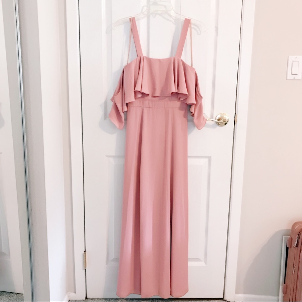 Fame and Partners Off the Shoulder Dress in Blush